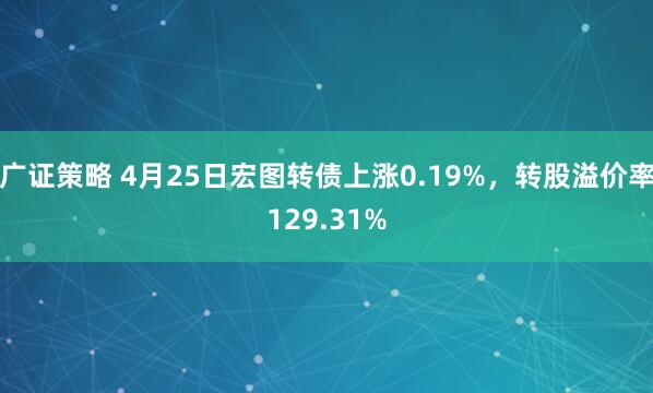 广证策略 4月25日宏图转债上涨0.19%，转股溢价率129.31%