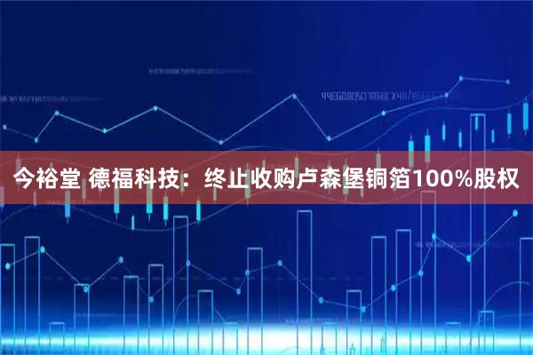 今裕堂 德福科技：终止收购卢森堡铜箔100%股权